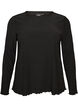Blouse met structuur en golvende randen, Zwart, Packshot image number 0