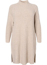 Ribbed Knit Dress met col, Simply Taupe Mel.