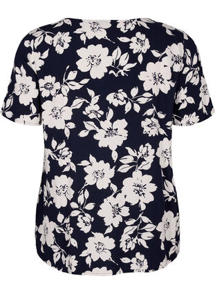 FLASH - Viscose blouse met korte mouwen en print, N. Sky White Flower, Packshot image number 1