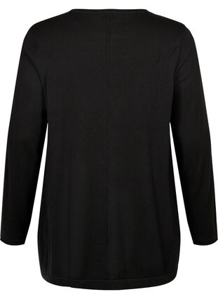 Gebreide blouse gemaakt van katoen en viscose., Black, Packshot image number 1