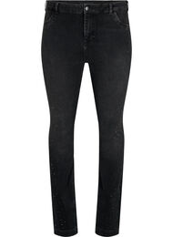  Amy jeans met hoge taille en strassteentjes, Grey Denim