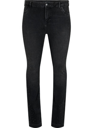  Amy jeans met hoge taille en strassteentjes, Grey Denim, Packshot image number 0