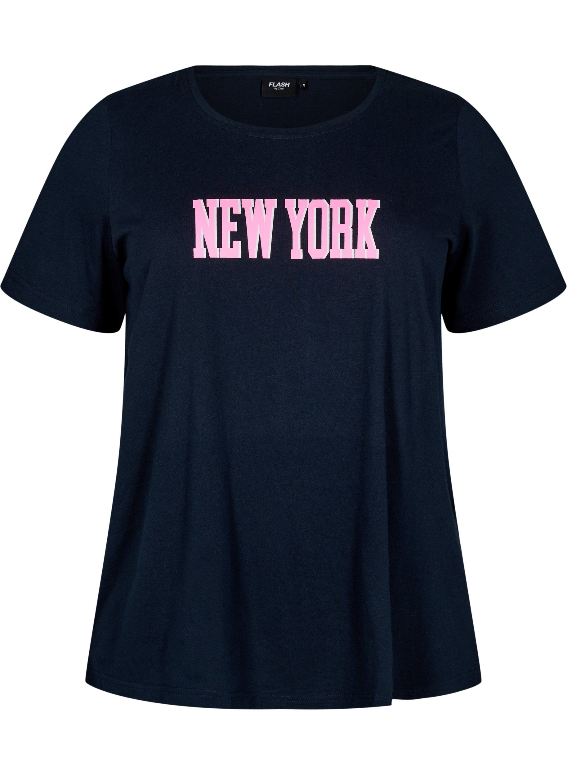 Zizzi FLASH - T-shirt met motief, Blauw, Packshot image number 0