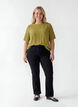 Geweven blouse met korte mouwen en ronde hals, Groen, Model image number 1