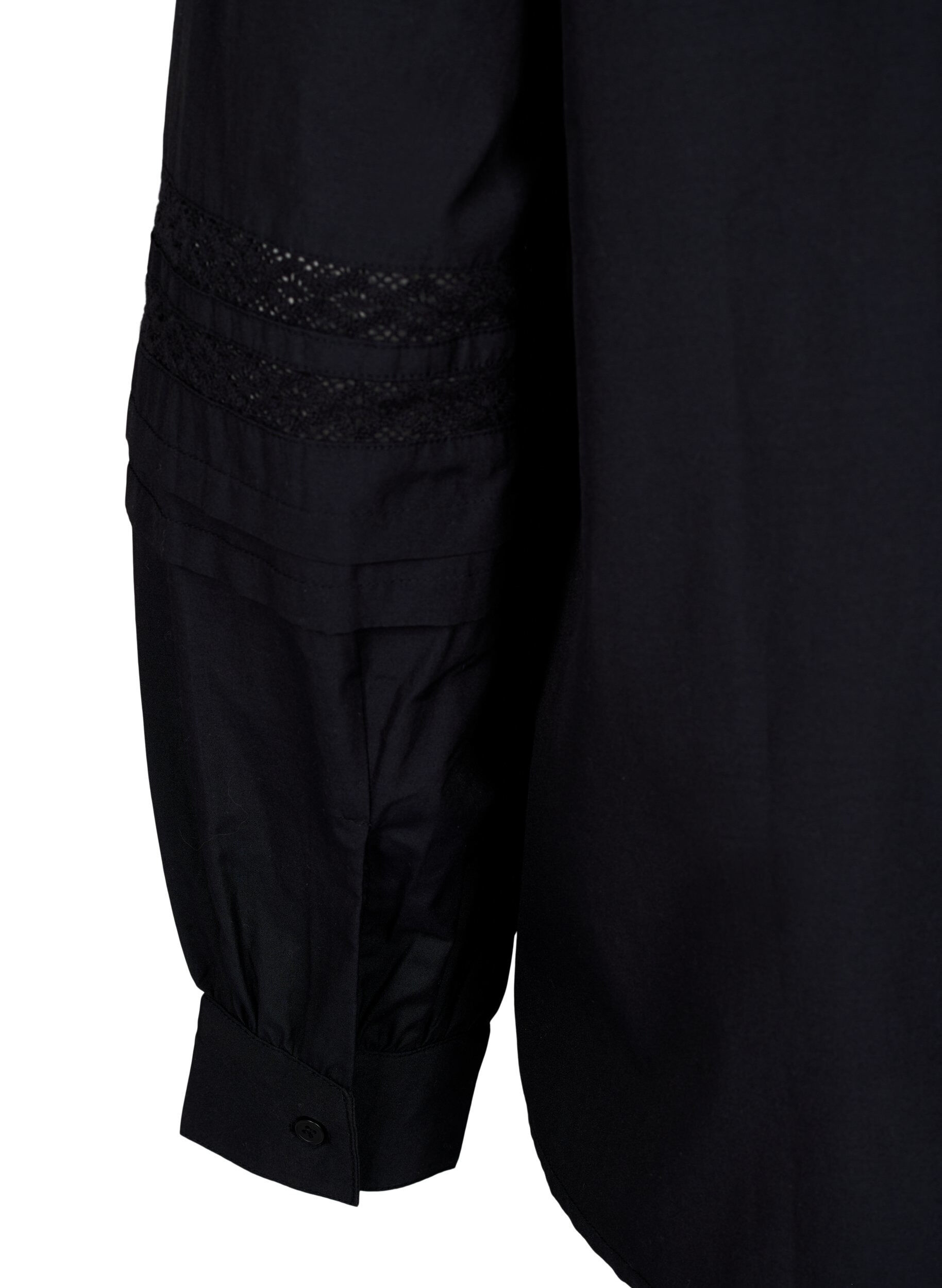 Zizzi Blouse met ruffels en veters, Zwart, Packshot image number 3