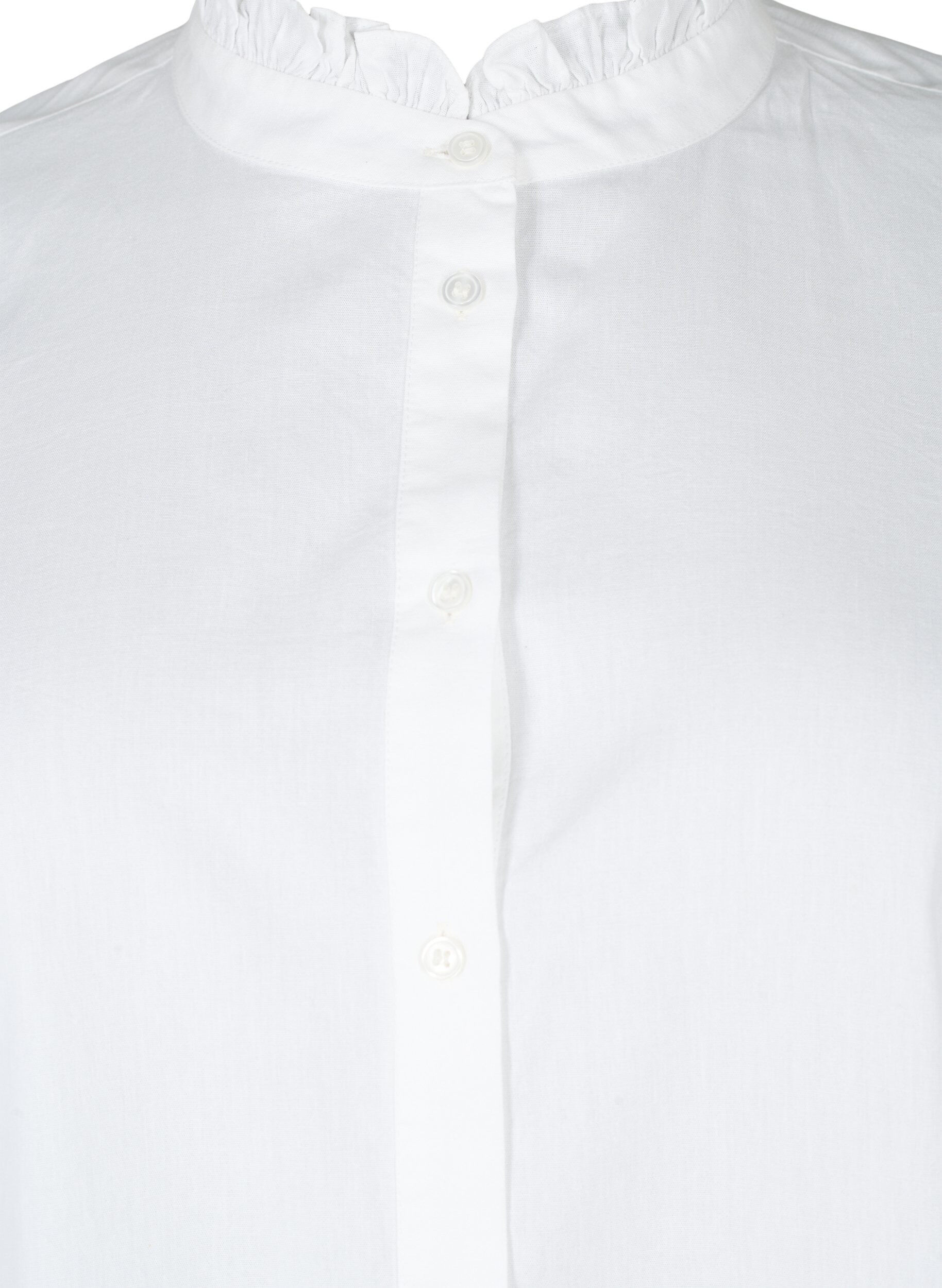 Zizzi Overhemdblouse met ruches op de kraag en een gehaakte band, Bright White, Packshot image number 2
