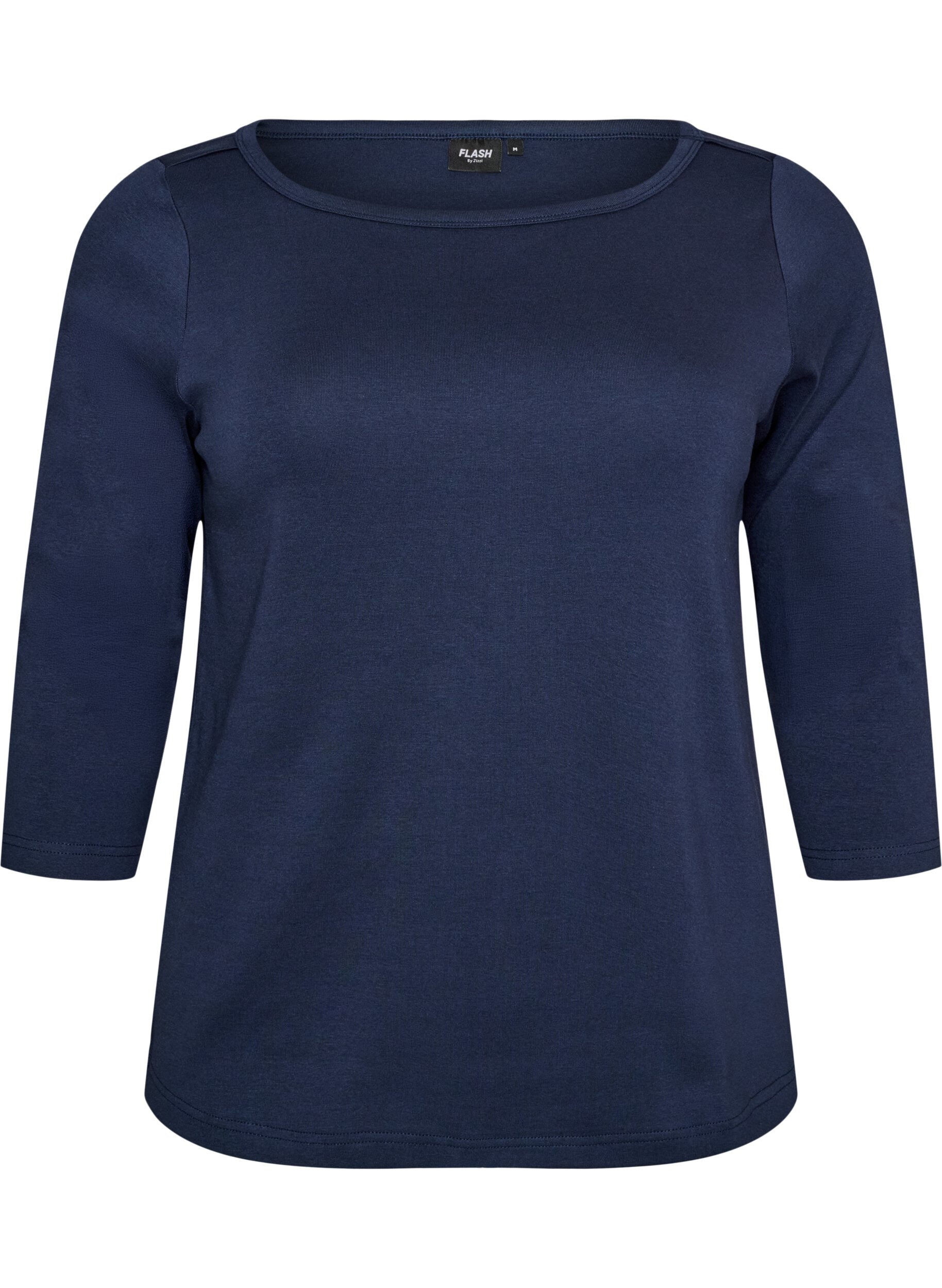 ZizziBasic T-shirt met boothals en 3/4-mouwen, Blauw, Packshot image number 0