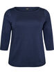 Basic T-shirt met boothals en 3/4-mouwen, Blauw, Packshot image number 0
