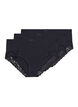 Set van 3 hipster slips met kanten rand, Zwart, Packshot image number 0