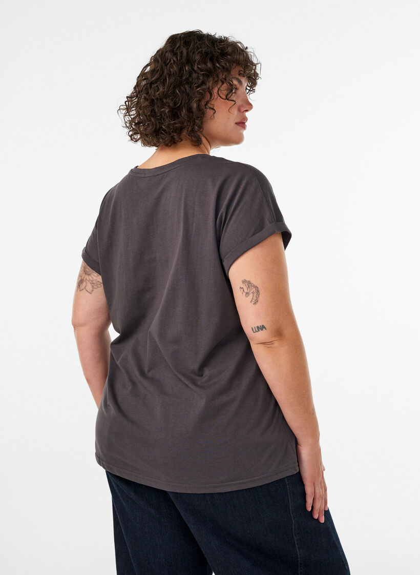 T-shirt met decoratieve print aan de voorkant, Grijs, Model image number 2