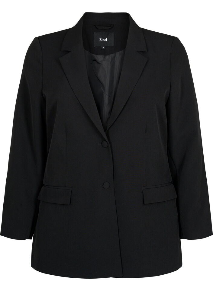 Klassieke blazer met knoopsluiting, Zwart, Packshot image number 0