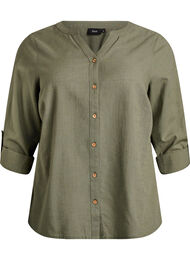 Katoenen blouse met V-hals, Groen