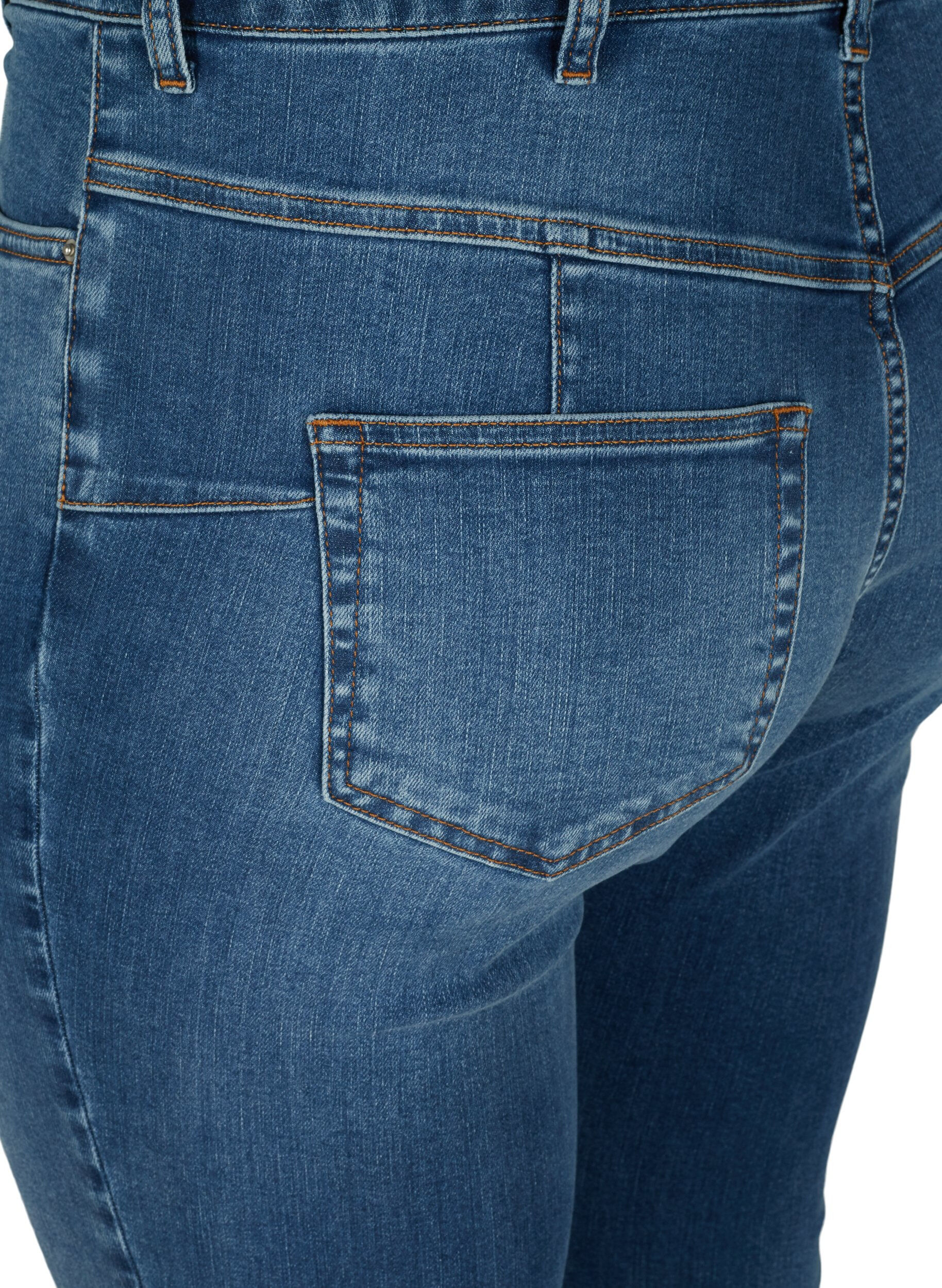 Zizzi Amy jeans met hoge taille en push up, Blue denim, Packshot image number 3