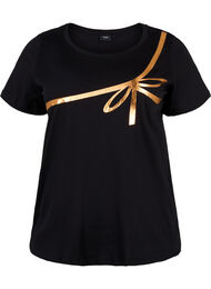 Kerst t-shirt in katoen, Black Copper Bow