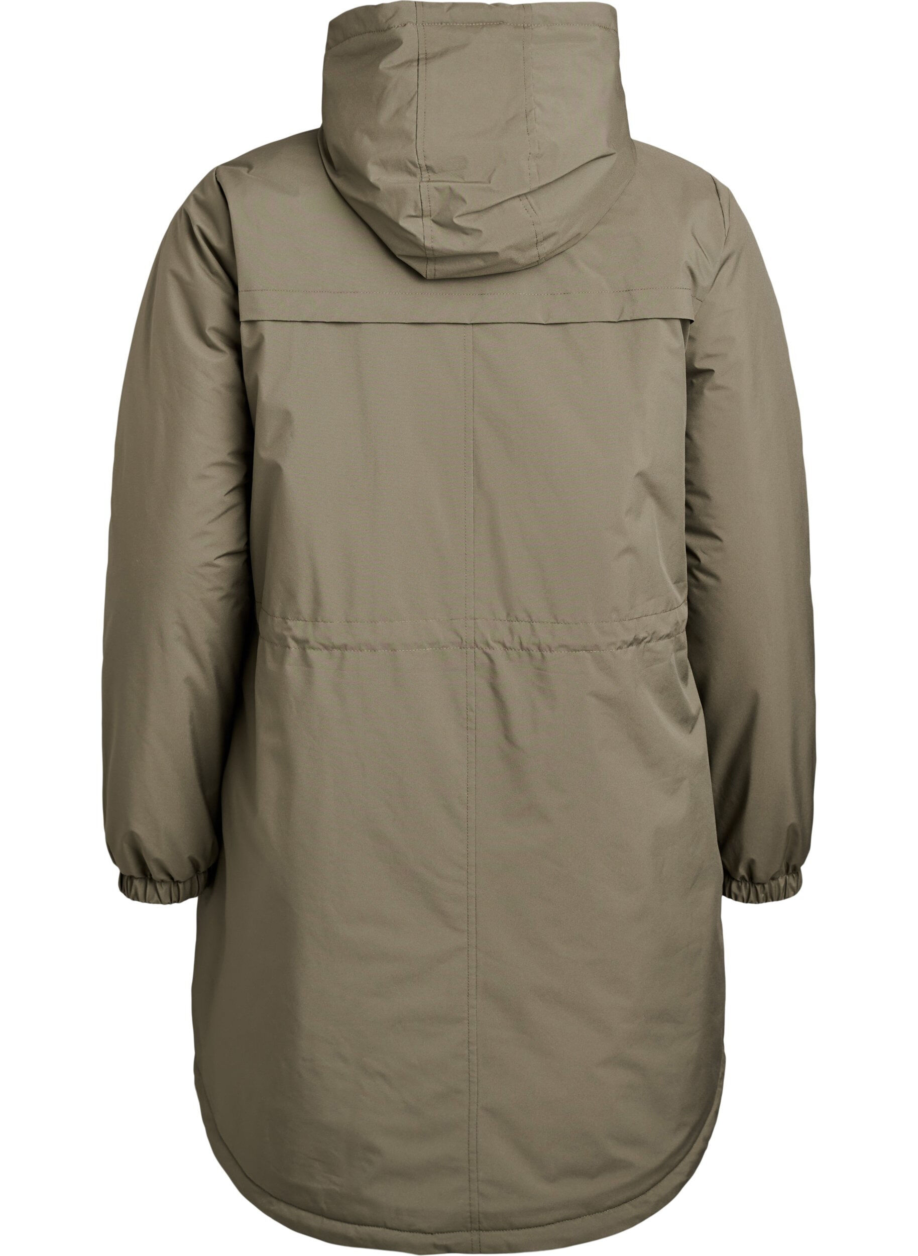 Zizzi Lichtgewicht gewatteerde parka met een capuchon, Groen, Packshot image number 1