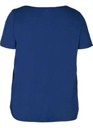 T-shirt met korte mouwen, ronde hals en kanten rand, Twilight Blue, Packshot image number 1