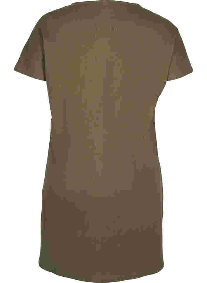 Katoenen jurk met korte mouwen in rib, Ivy Green, Packshot image number 1