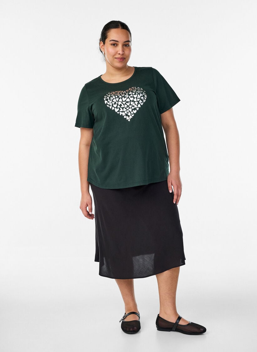 T-shirt met motief, Groen, Model image number 1
