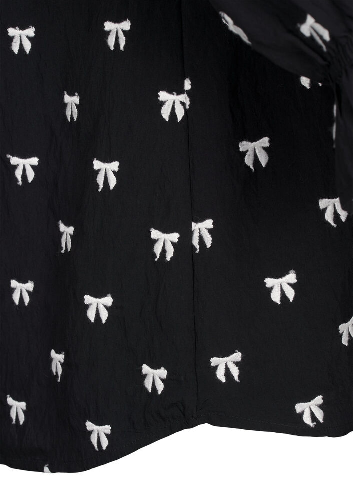 Blouse met strikjes en 3/4 mouwen, Black White Bow, Packshot image number 4