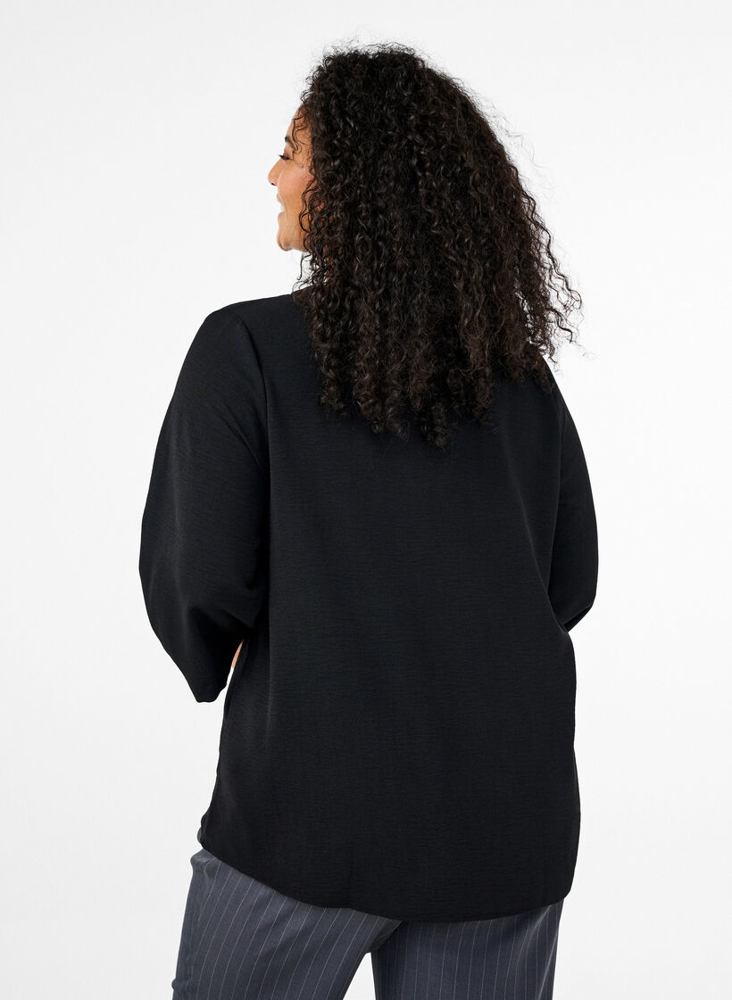 Blouse met 3/4 mouwen, Zwart, Model image number 2