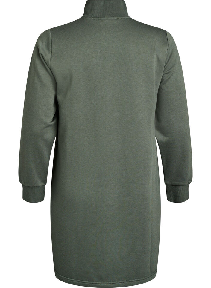 Korte sweatshirtjurk met een hoge hals, Groen, Packshot image number 1