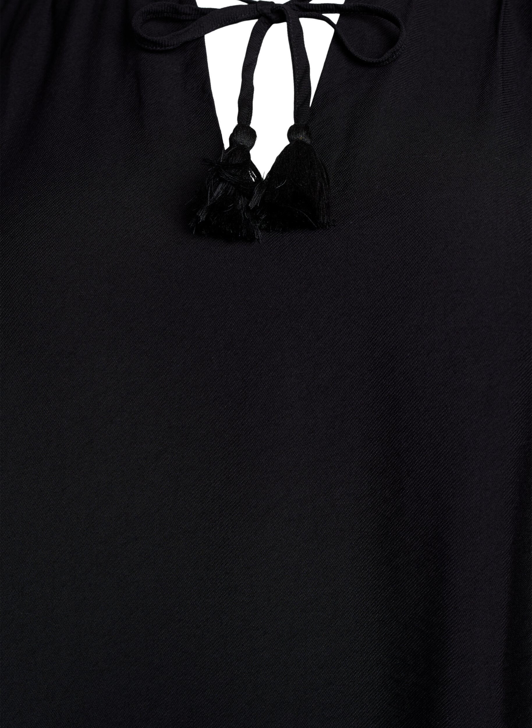 Zizzi Korte A-lijn jurk met ruches, Zwart, Packshot image number 2