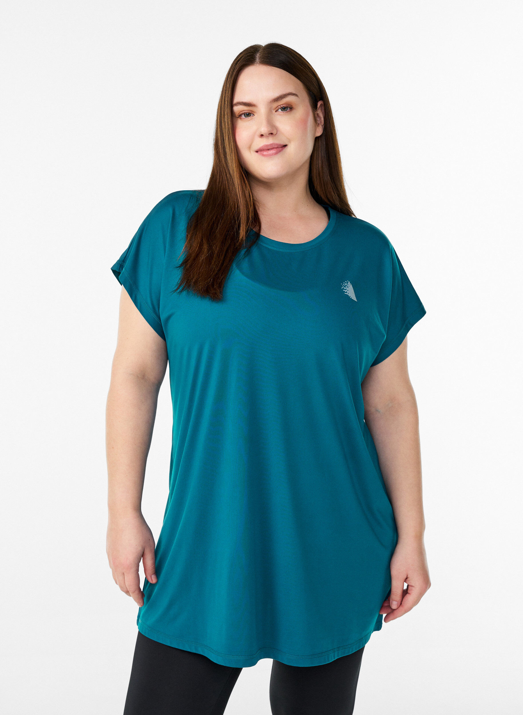 Lang trainings-T-shirt, Groen, Model