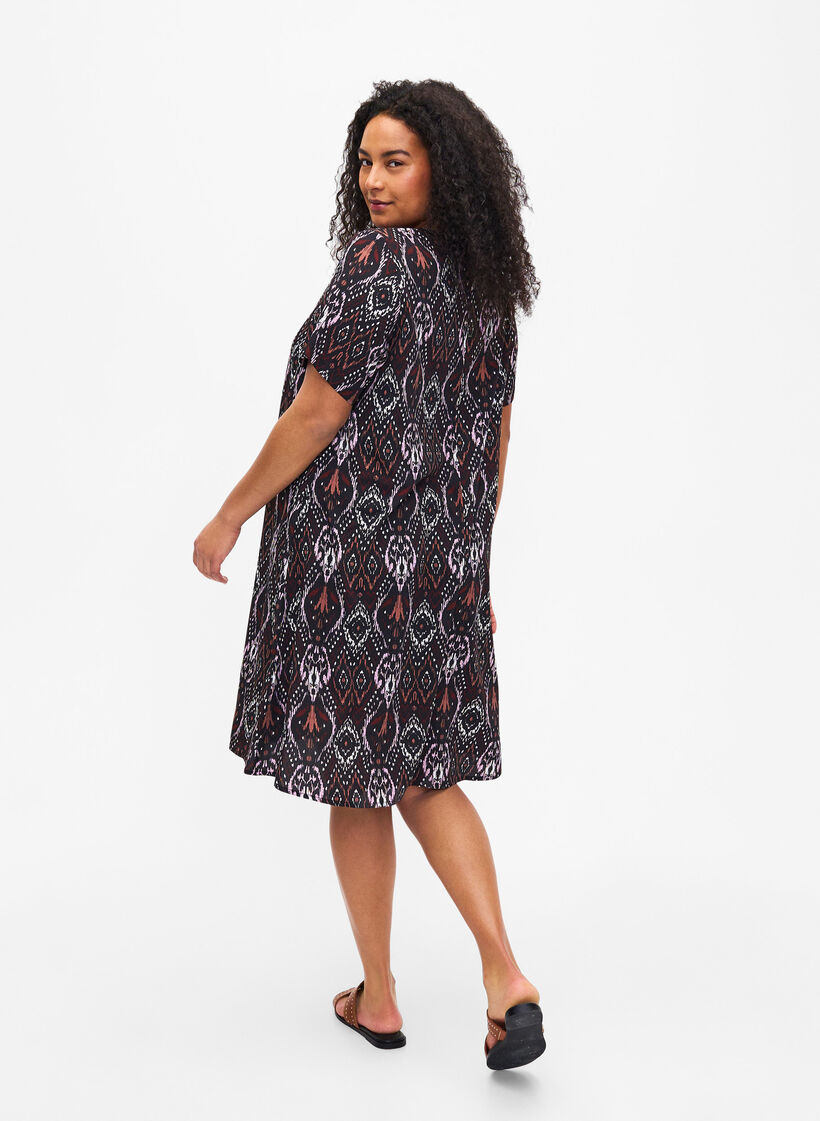 FLASH - Jurk met V-hals en print, Black Rose Ethnic, Model image number 1