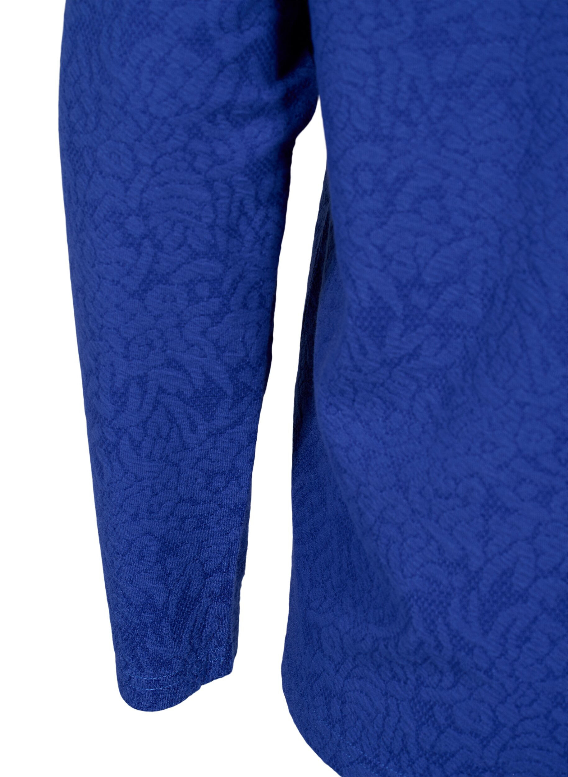 Zizzi Blouse met lange mouwen en textuur, Blauw, Packshot image number 3