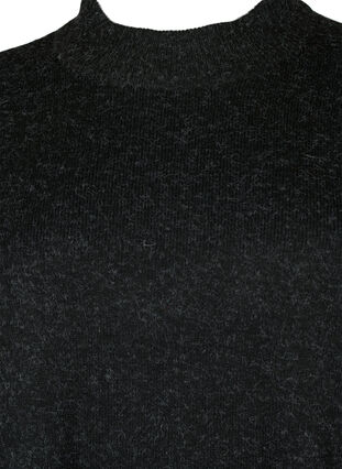 Trui van gemêleerd breisel met split, Dark Grey Melange, Packshot image number 2
