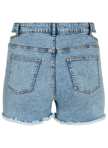Denim shorts met uitgesneden stuk, Light blue denim, Packshot image number 1