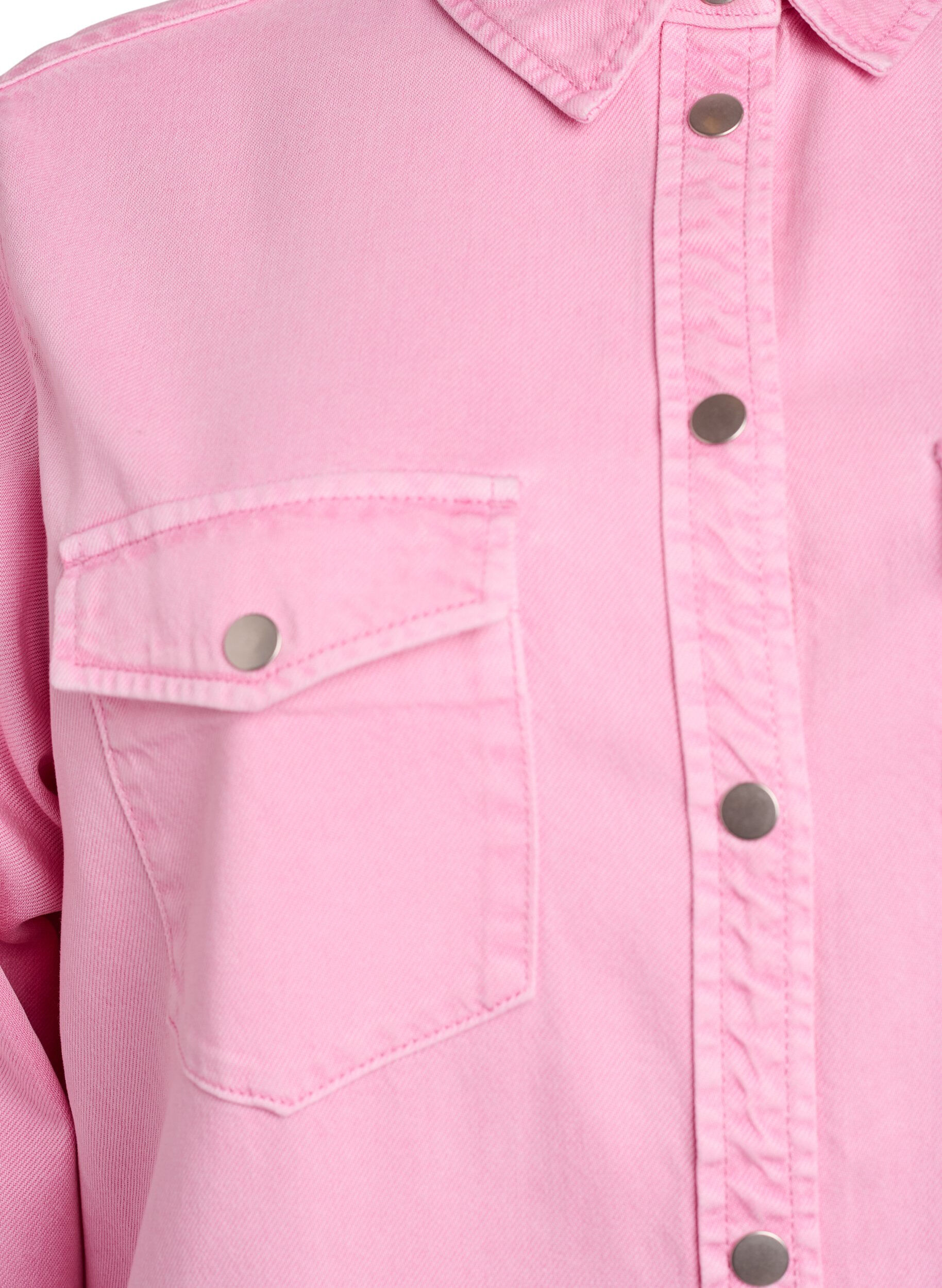 Zizzi Spijkerblouse met borstzakken, Roze, Packshot image number 2