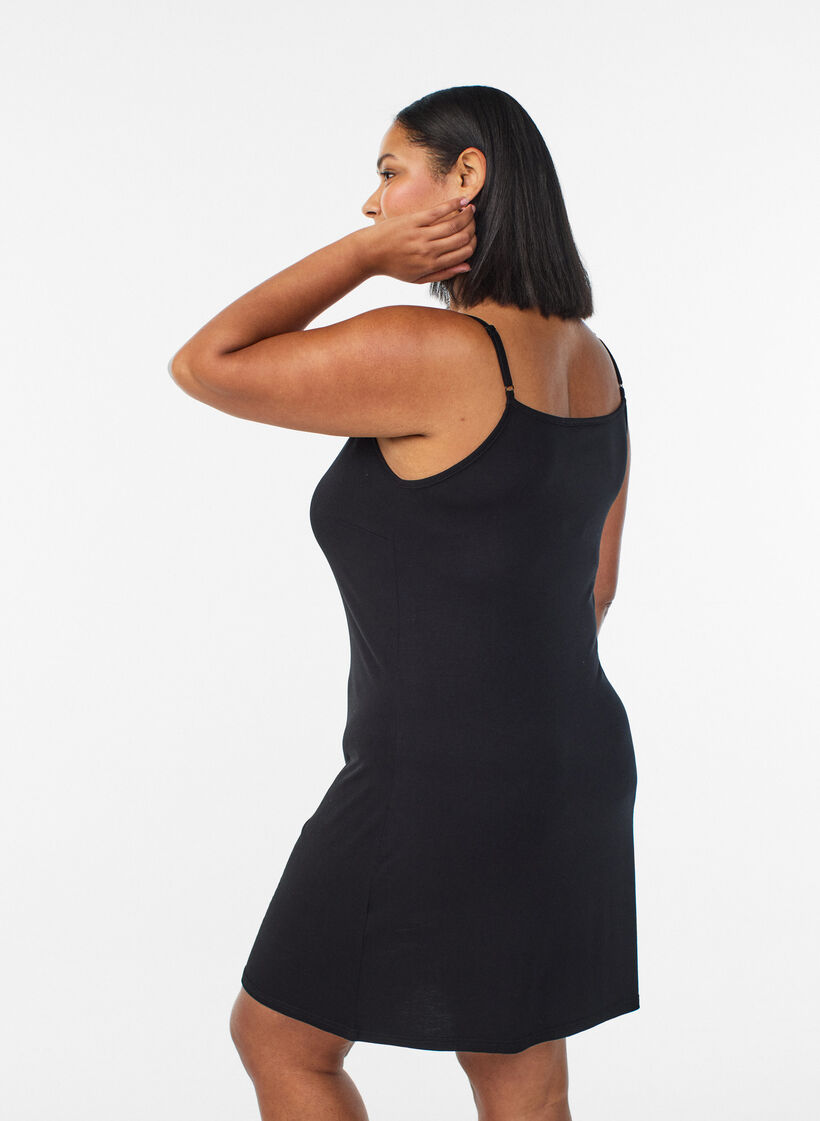 Effen onderjurk in viscose, Zwart, Model image number 2