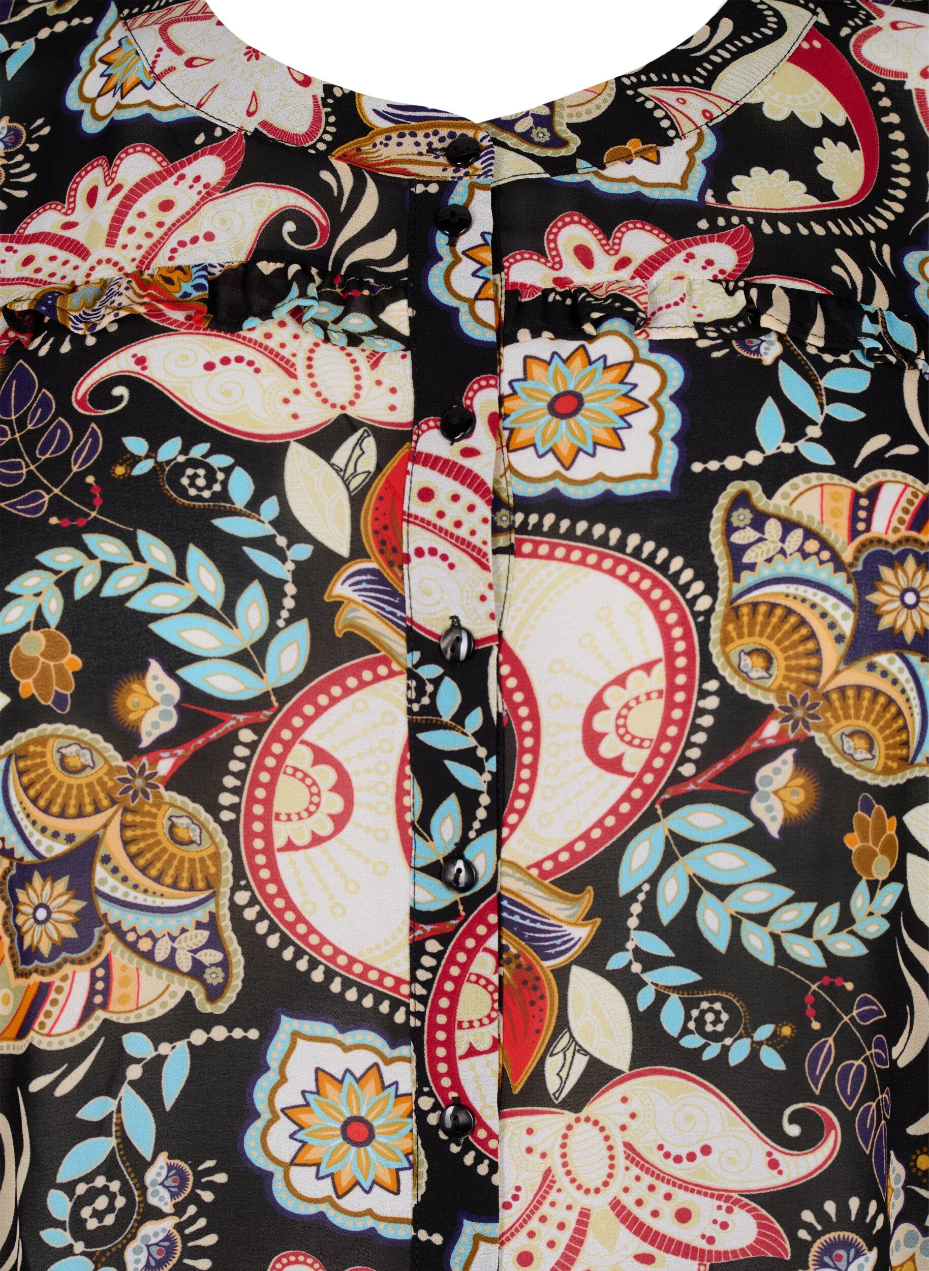 Zizzi Shirt blouse met ruches en paisleyprint, Black Paisley, Packshot image number 2
