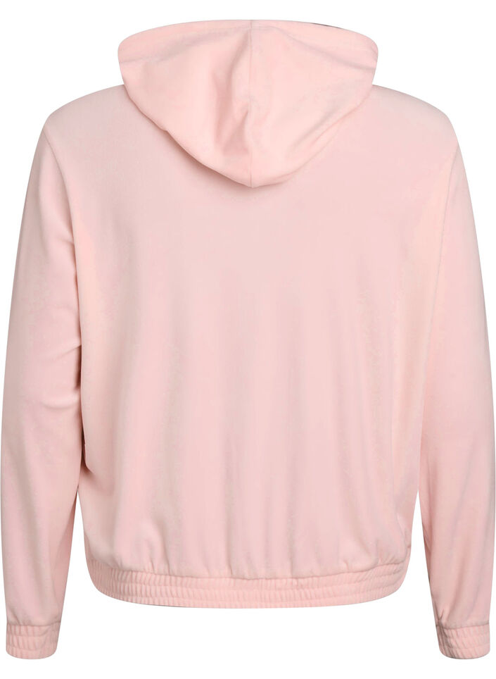 Zachte velours hoodie met ritssluiting, Roze, Packshot image number 1