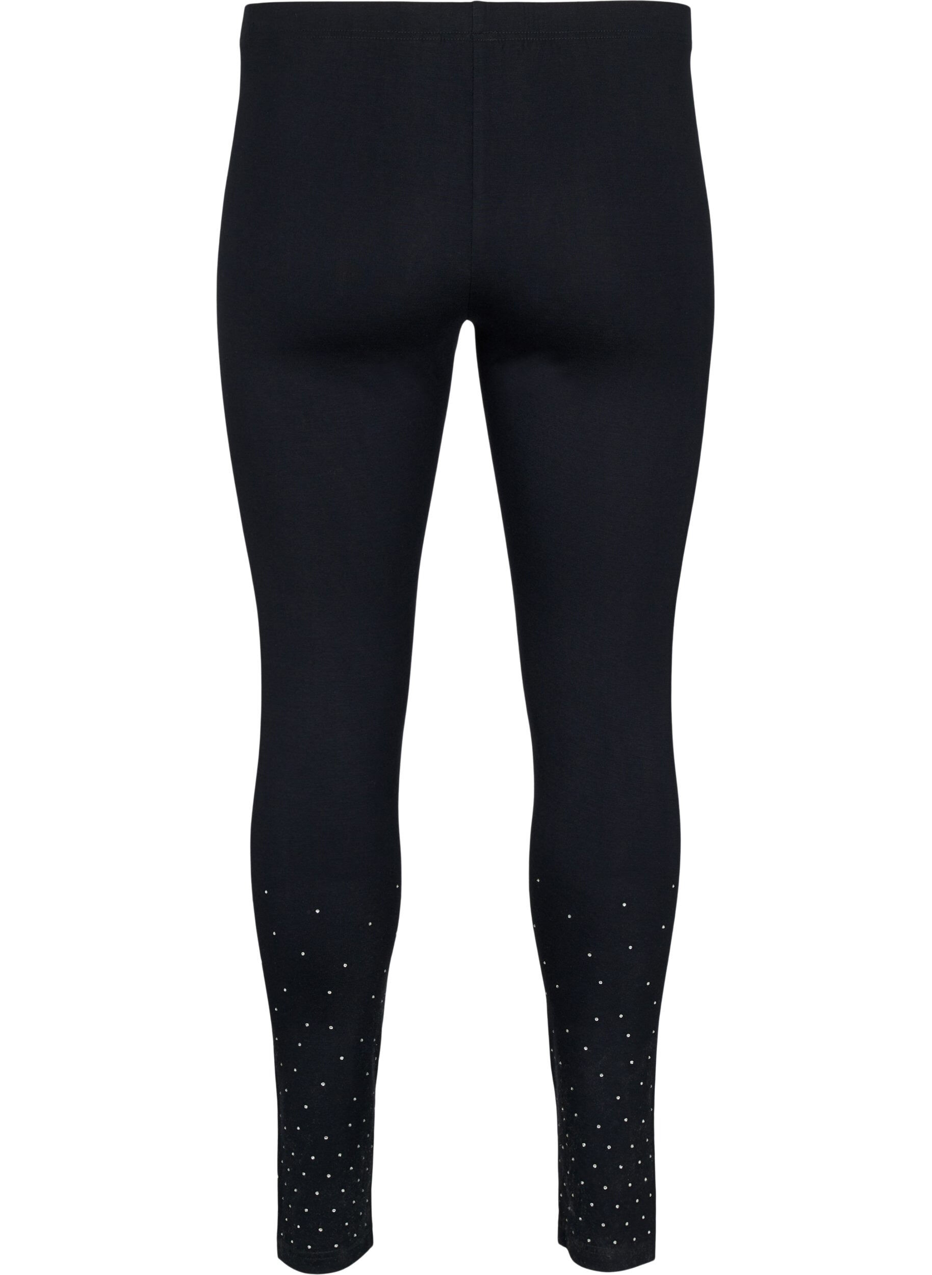 Zizzi Viscose legging met stippen, Black, Packshot image number 1