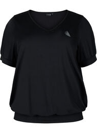 Effen trainings t-shirt met v-hals, Black