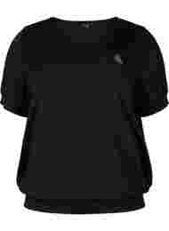 Effen trainings t-shirt met v-hals, Black
