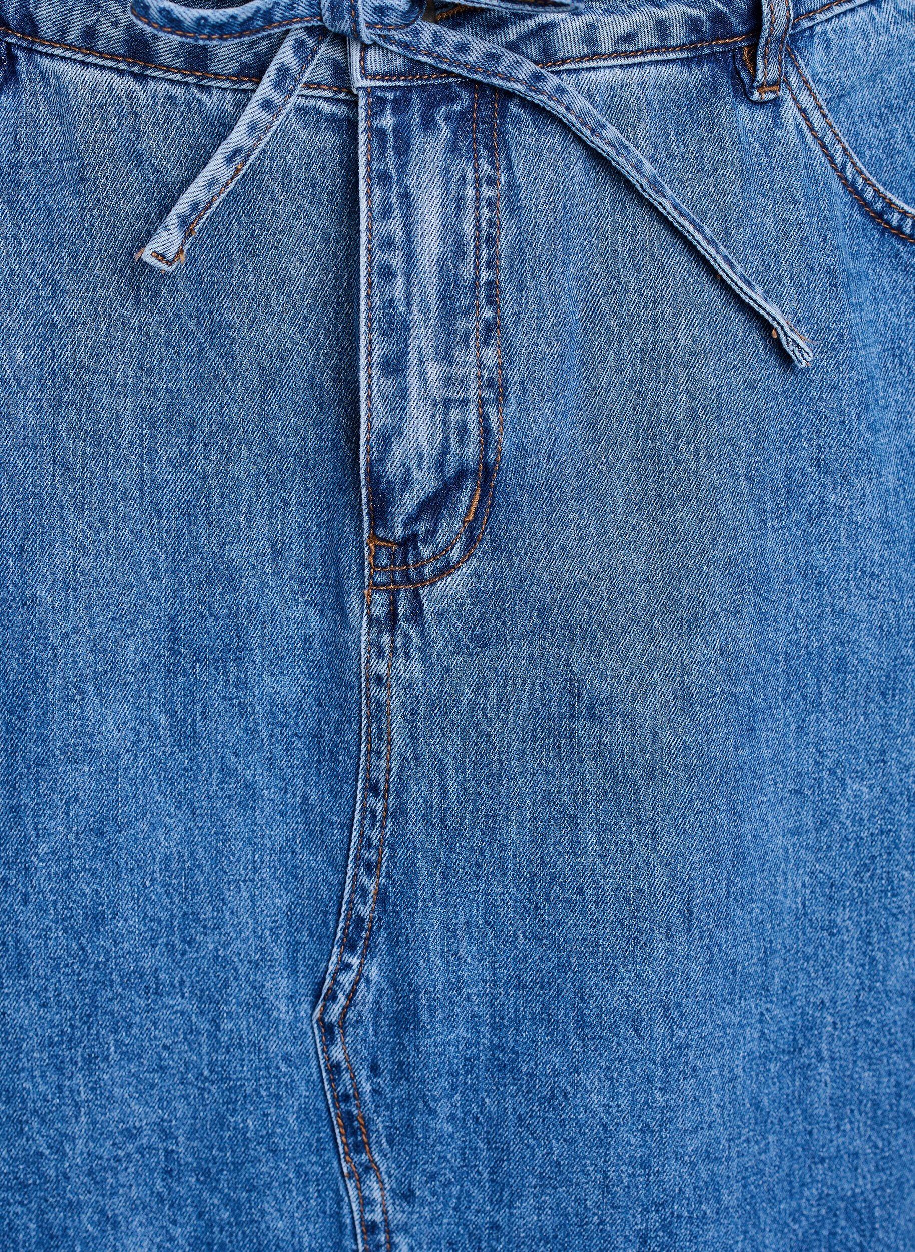 Zizzi Denim maxirok met strikceintuur, Blue Denim, Packshot image number 2