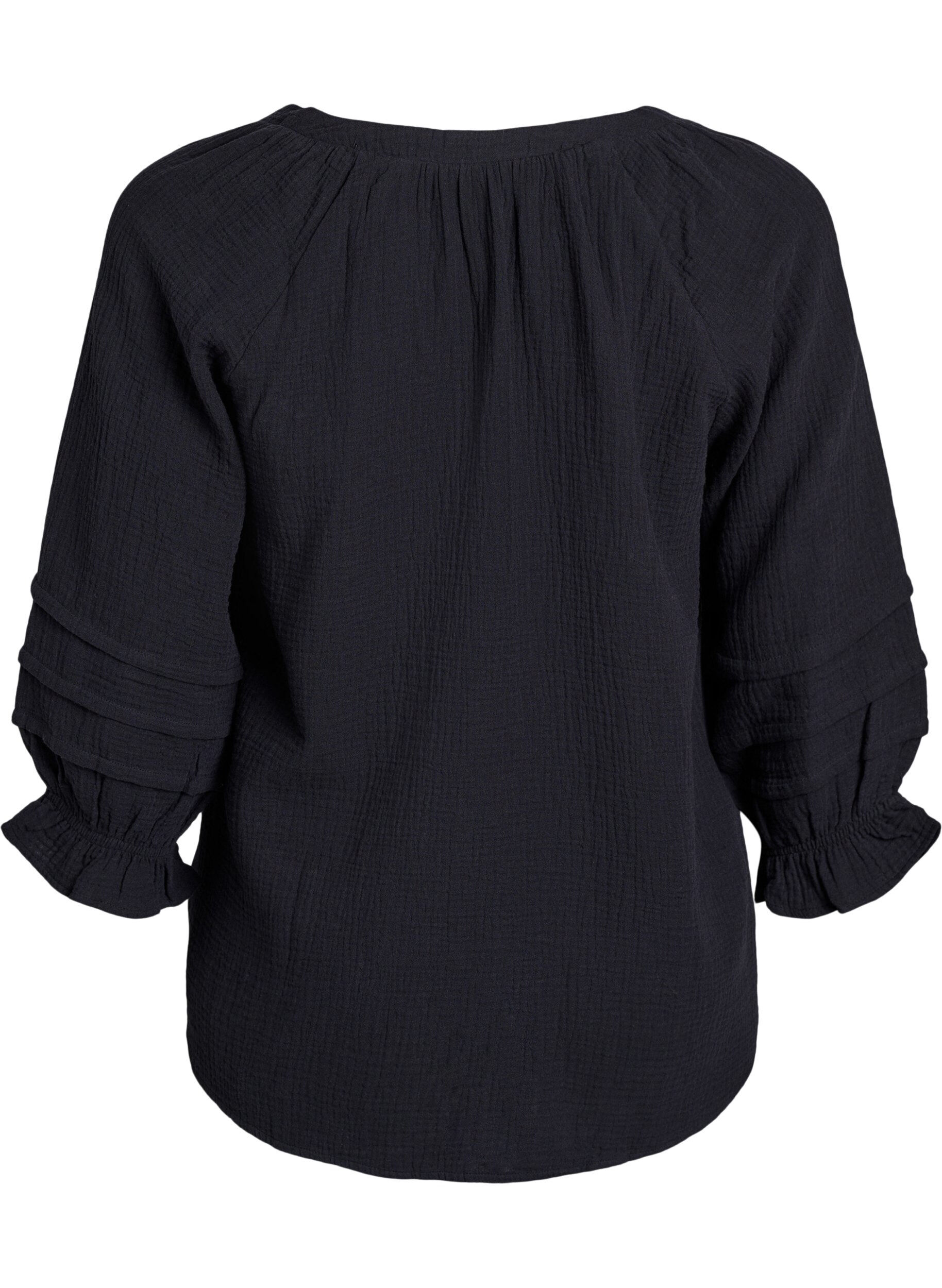Zizzi Katoenen mousseline blouse met 3/4 mouwen, Black, Packshot image number 1