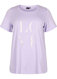 Katoenen t-shirt met korte mouwen en opdruk, Lavender W. Love