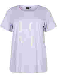 Katoenen t-shirt met korte mouwen en opdruk, Lavender W. Love