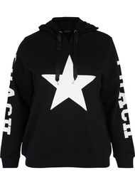 Sweatshirt met capuchon, Black w. white star
