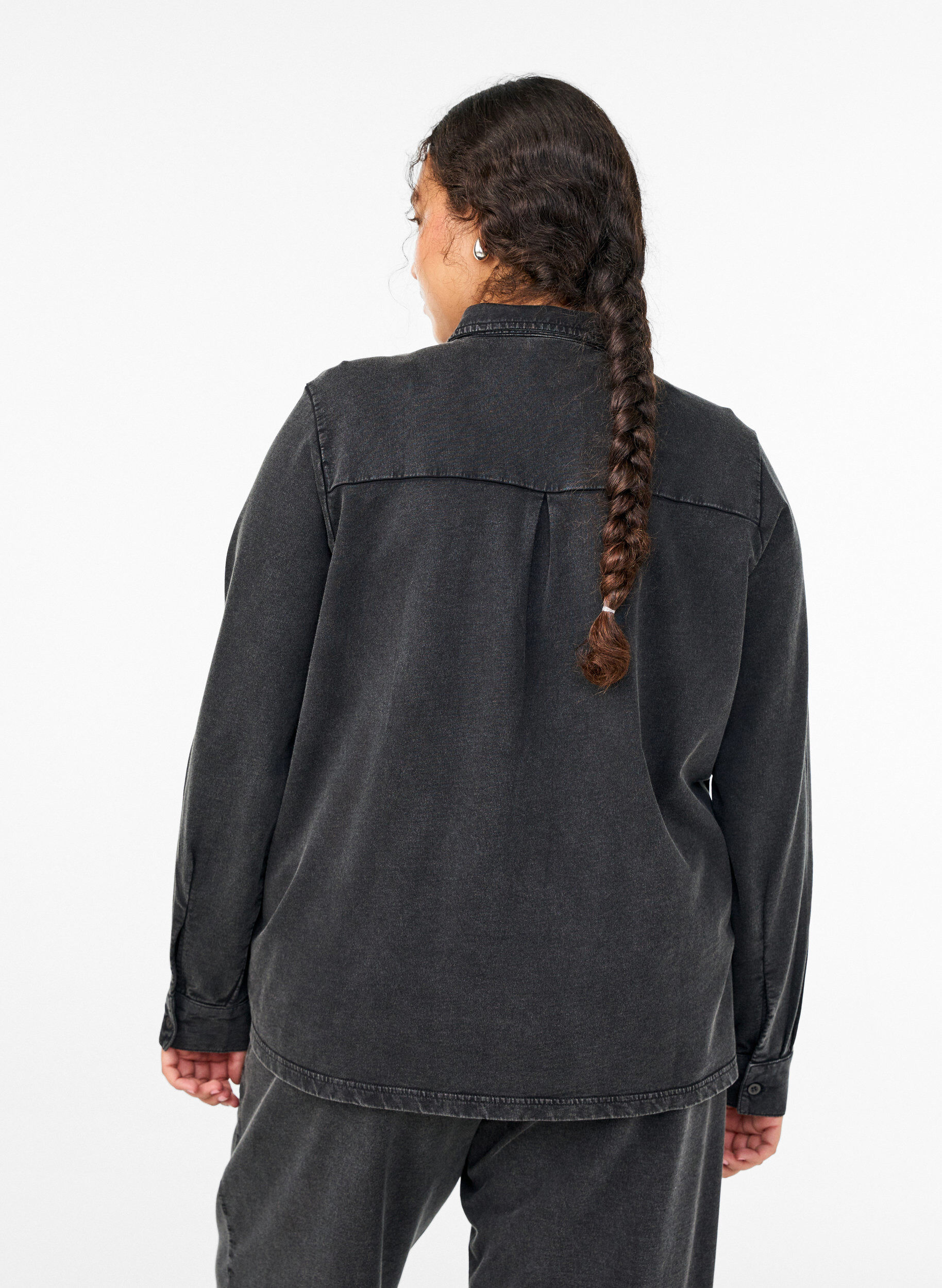 Zizzi Shirt van sweatstof met een gewassen effect, Grijs, Model image number 2