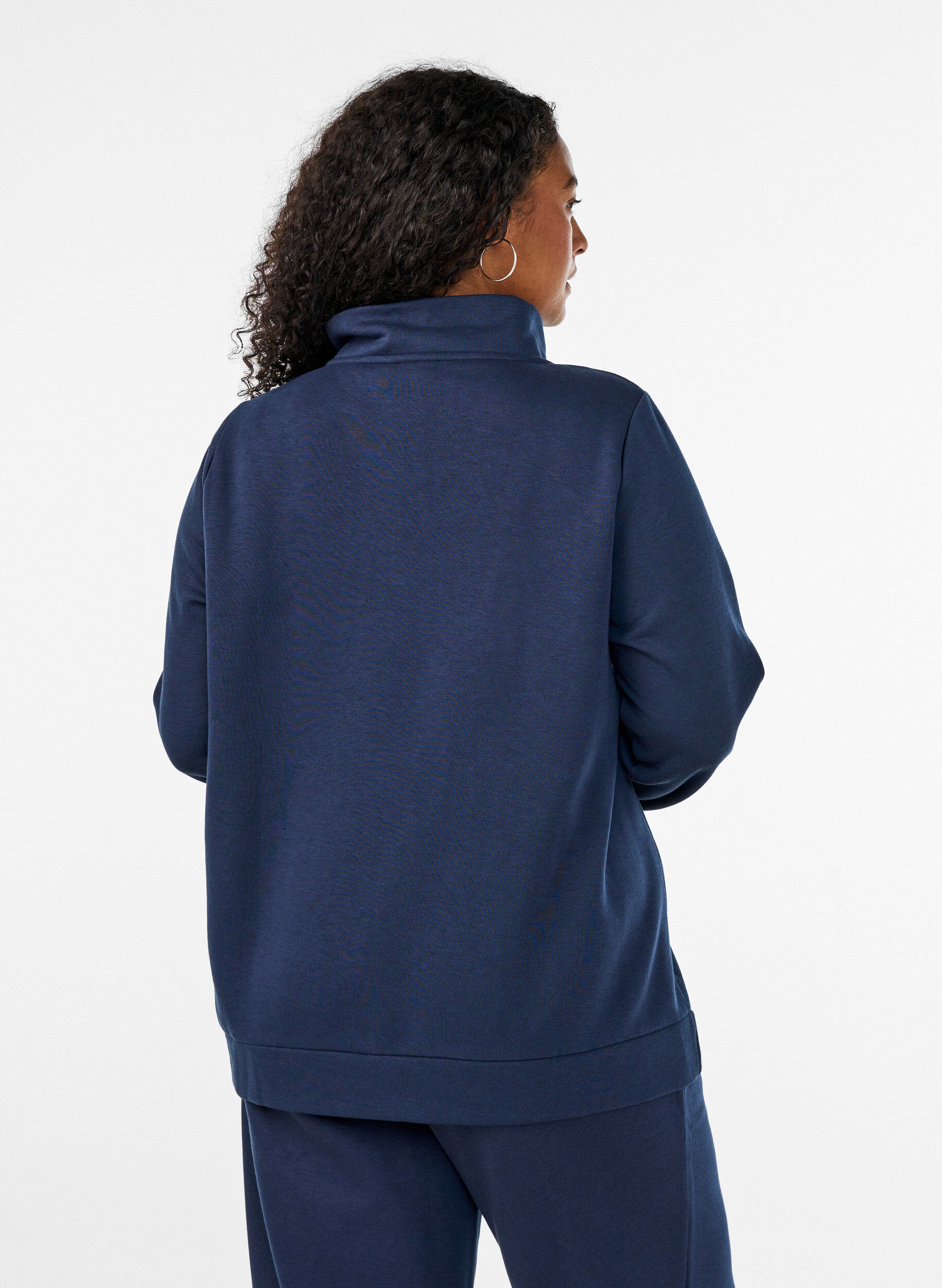 ZizziSweatshirt met hoge kraag en ritssluiting, Blauw, Model image number 2