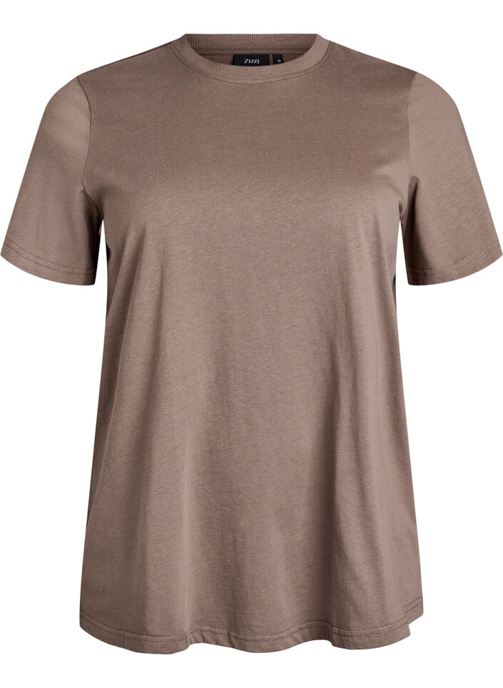 Basic katoenen T-shirt met ronde hals, Bruin, Packshot image number 0