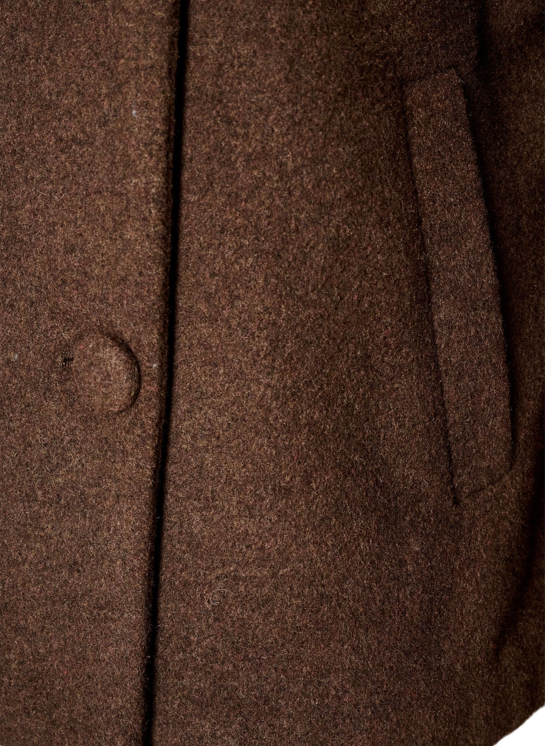 ZizziKorte jas met asymmetrische knoopsluiting, Bruin, Packshot image number 3