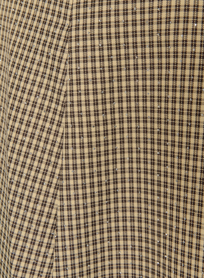 Rok met een mini-ruitpatroon en rhinestones, Bruin, Packshot image number 2