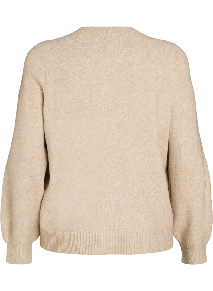 Vest in zacht breisel met goudkleurige knopen, Beige, Packshot image number 1