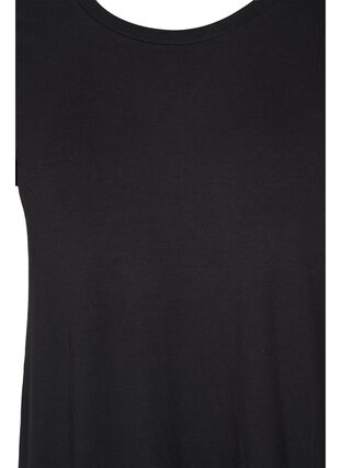 Gestreepte midi-jurk met korte mouwen, Black Solid, Packshot image number 2